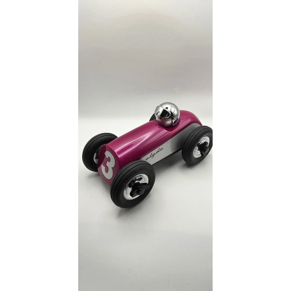 Playforever Clyde Racing Car Fuchsia Pink Silver Metallic Toy No 3 Mid Century